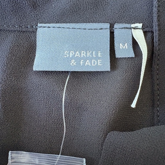 Sparkle & Fade Sheer Sleeveless Button up Pleated Black Top Hi Low Hem Goth - Picture 4 of 11